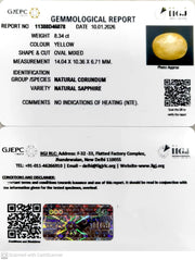 8.34/CT Natural Yellow Sapphire With Govt Lab Certificate-11388D46078